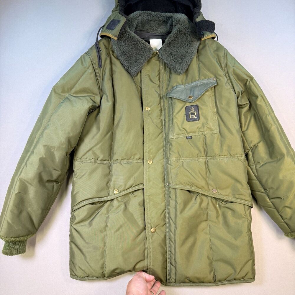 VTG 70s RefrigiWear USA Olive Insulated Parka Hooded Freezer Work Coat XL-XXL
